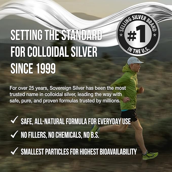 Sovereign Silver Immune Support - Colloidal Silver, Bio-Active Silver Hydrosol, 10 ppm, Liquid Twist Top, 32 Fl Oz, (946 mL)