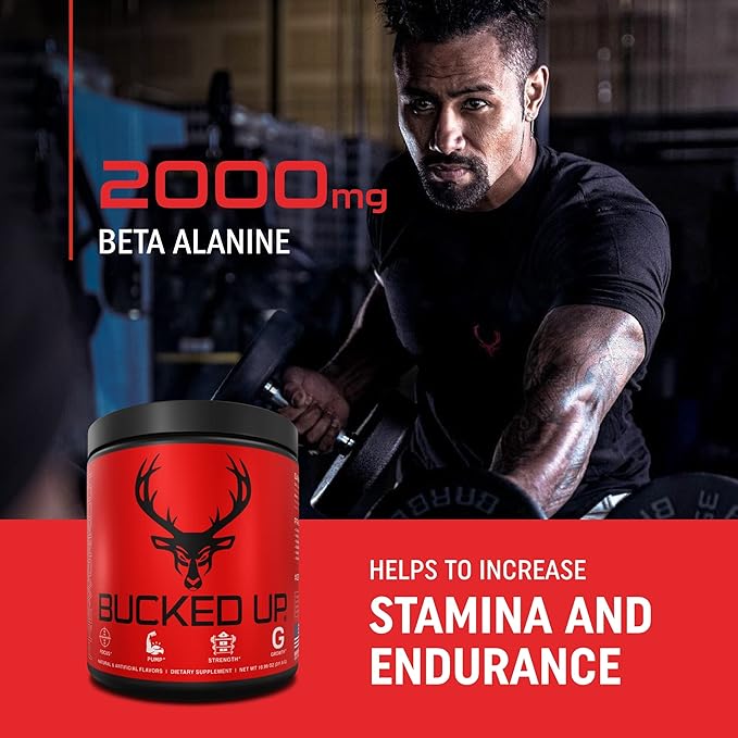 Bucked Up Pre Workout 6 Grams Citrulline, 2 Grams Beta Alanine, and 3 Other Registered trademarked Ingredients (Grape)