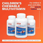 Rugby Children’s Chewable Multivitamin Tablets - Dietary Supplement - Assorted Fruit Flavors - Animal Shapes - 250 Count (1 Pack)