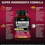 NEW AGE D-Mannose with Cranberry & Hibiscus - High Strength for Urinary Tract Health - Supplement for Women - Bladder, Liver & Microflora Support - Made in USA - Vegan, 60 Capsules