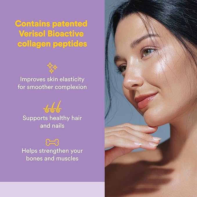 Natural Factors Total Body Collagen - Bioactive Collagen Supplement for Hair & Nail Growth Support - Healthy Skin Supplement with Protein, Vitamin C & More - Pomegranate, 500 g (38 Servings)