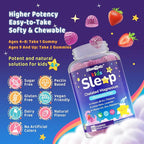 Kids Sleep Gummies, NO Melatonin Sleep Aid Gummies w/ Magnesium Glycinate, Magnesium Malate, L-Theanine, Lavender, B6, Zinc, D3K2 for Restful Sleep, Relax Brain & Muscle, Immune Support, Non-GMO 1Pack