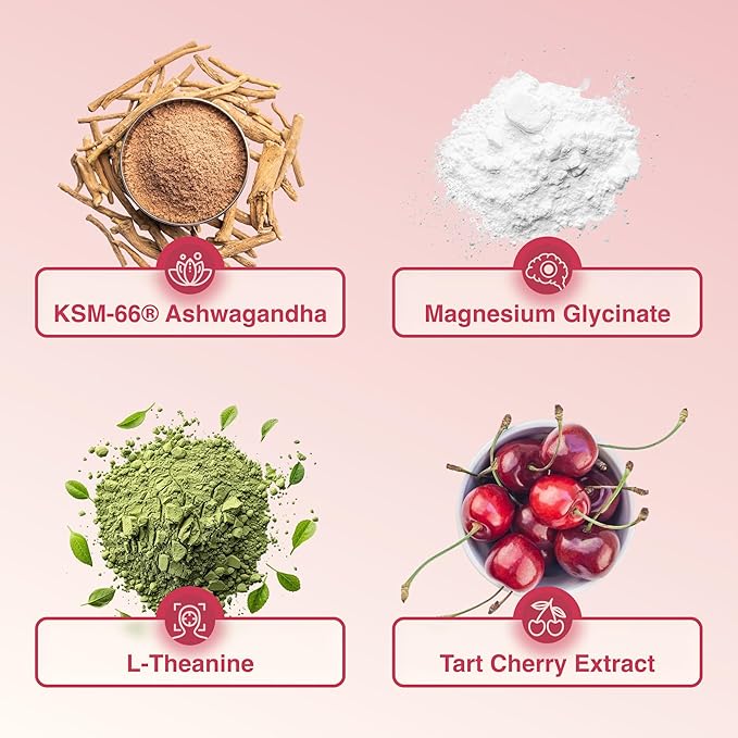 Calm and Ready Powder Drink Mix, with Magnesium Glycinate, Ashwagandha KSM 66, L Theanine, and Tart Cherry, Relaxation Support Supplement, Strawberry Pina Colada, 20 Travel Packets