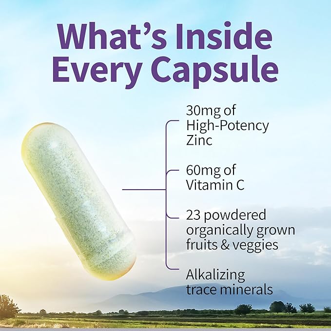 Garden of Life Zinc Supplements 30mg High Potency Raw Zinc and Vitamin C Multimineral Supplement, Vitamin Code Vitamins Trace Minerals & Probiotics for Skin Health & Immune Support, 60 Vegan Capsules