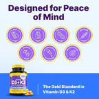 InnovixLabs Vitamin D3 K2-5000 IU Vitamin D3 Plus 600 mcg Vitamin K2 MK4 and MK7 for Max Calcium Absorption, Supports Bone, Immune, Heart Health, 3rd Party Tested, Gluten Free, 60 Softgels