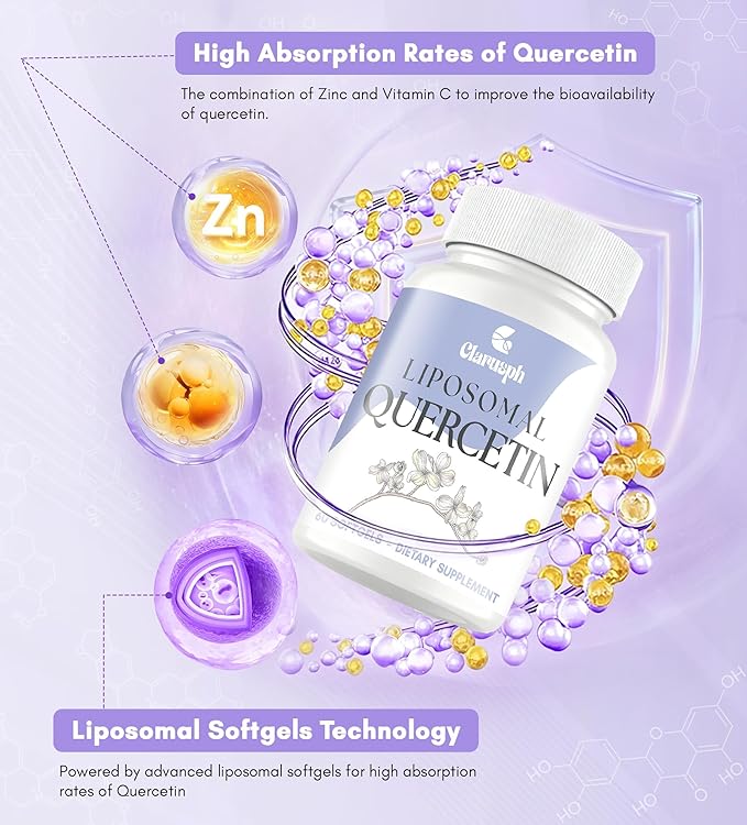 Quercetin with Bromelain | Liposomal Quercetin Supplements with Higher Absorption for Respiratory & Immunity* | Quercitin 1000mg with Vitamin C & Zinc, 120 Softgels (60 Day Supply)