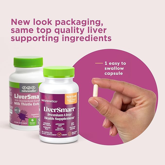 Naturenetics Milk Thistle Liver Cleanse & Support Supplement, 60 Capsules - 80% Silymarin Extract with Artichoke & Dandelion, Supports Liver Enzymes, Energy, & Digestion - Vegan, Gluten-Free, 6 Pack