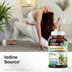 BIO KRAUTER® Bladderwrack for Thyroid Support - Vegan Iodine Supplement 1200 mg per Serving - Bladderwrack 100 Capsules, 50 Days of Supply, Non-GMO - Natural Seaweed Supplement