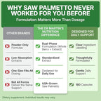 USA Grown Saw Palmetto | 180 Capsules Prostate Health Supplement | Hair Growth for Men & Women | Support to Help Maintain Normal Urination Frequency & Natural DHT Blocker to Help Prevent Hair Loss