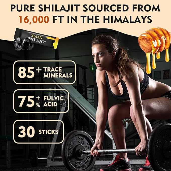 Shilajit Honey Sticks for Men & Women, Pure Himalayan Honey Shilajit with 85+ Trace Minerals, 75%+ Fulvic Acid for Energy Boost, Immune Support 30 Sticks