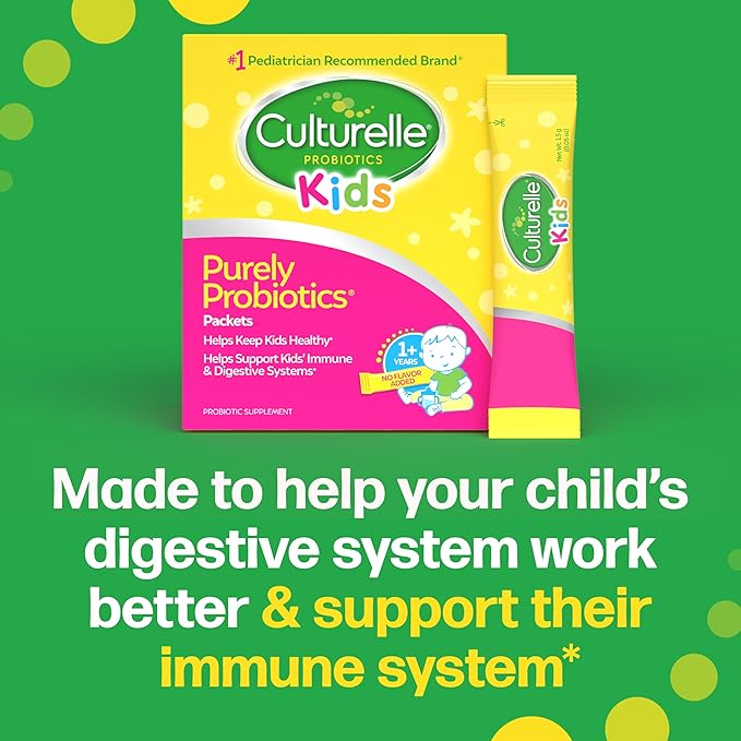Culturelle Kids Daily Probiotic Packets for Kids, (Ages 3+) - 30 Count - From the 1 Pediatrician-Recommended Brand – Flavorless Daily Probiotics for Digestive Health & Immune Support