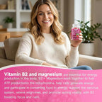 Vitamin B2 Gummies Riboflavin 400mg Supplement with Magnesium for Kids & Adults B2 Gummies for Nervous System Support & Skin Health, Sugar-Free, Raspberry Flavor, 60 Count
