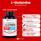 HealthFare L Glutamine 1000mg | 240 Vegan Capsules | Extra Strength Amino Acid Supplement | Supports Digestive Balance, Nutrient Absorption & Muscle Recovery | Non-GMO, Gluten-Free | Made in USA