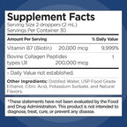 Liquid Collagen and Biotin, 2 Fl. Oz, Ultra-Strength Collagen Supplements for Women, Keto Friendly Biotin for Hair Growth Women, Nails, & Skin Vitamins B7 Collageno Peptides – Vanilla Flavor - 2 Pack