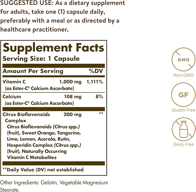Solgar Ester-C Plus 1000 mg Vitamin C 50 Capsules