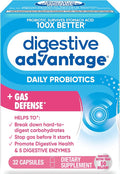 Digestive Enzyme and Probiotic Capsule- Digestive Advantage 32 Capsules, Survives 100x Better than regular 50 billion CFU, Breaks down food, helps prevent gas