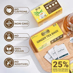 LeafLea 100% Pure Ginger Root Tea Bags – Spicy & Warming Herbal Tea, Supports Digestion & Immune Health, Individually Wrapped, Non-GMO, Caffeine Free, Sugar Free, No Gluten