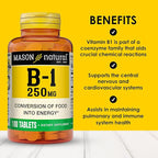 MASON NATURAL Vitamin B1 Thiamine 250 mg, 300,Day Supply, Dietary Supplement to Support Natural Energy Levels, 100 Tablets (Pack of 3)