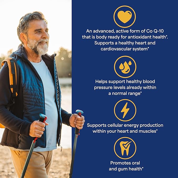 Puritan's Pride Next Gen Ubiquinol Coenzyme CoQ10 100mg, Dietary Supplement for Heart Health, Blood Pressure, Oral Gum Health, Aging and Cellular Energy Support, 60 Servings, Rapid Release Softgels