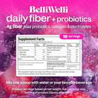 Belli Welli Fiber Supplement for Women & Men – Premium Daily Fiber Powder from Organic Acacia with Added Collagen, Electrolytes & Probiotics – No Bloat, Constipation & Gut Health Support (Wild Berry)