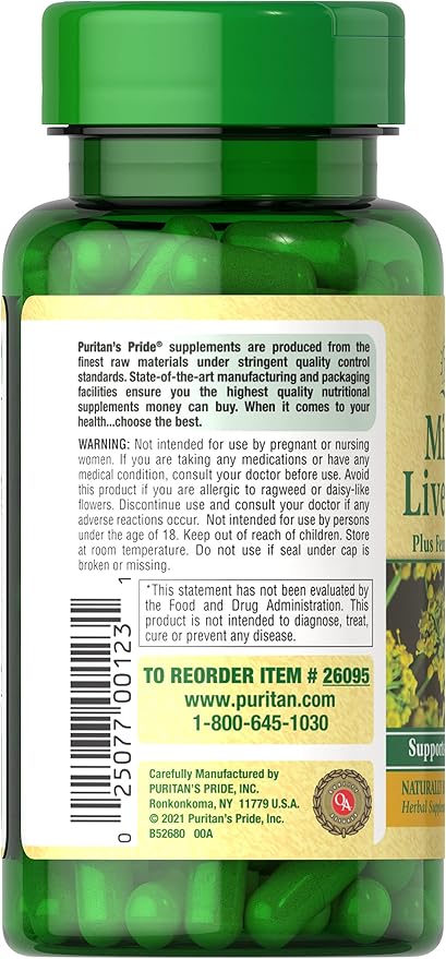 Puritan's Pride Milk Thistle Liver Complex, Supports Healthy Liver Function, 90 Count, White
