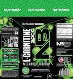 NutraBio – L-Carnitine Liquid Shots – 3000mg, (Green Apple) – 10mg of Vitamin B-5 – Zero Carbs & Sugars – Energy Production – Muscle Recovery