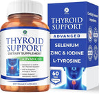 1 Body Thyroid Support Supplement for Women and Men, Selenium with Iodine, Zinc, B12, Ashwagandha and L-Tyrosine, Supports Hormone Health, Energy and Metabolism, 30 Day Supply