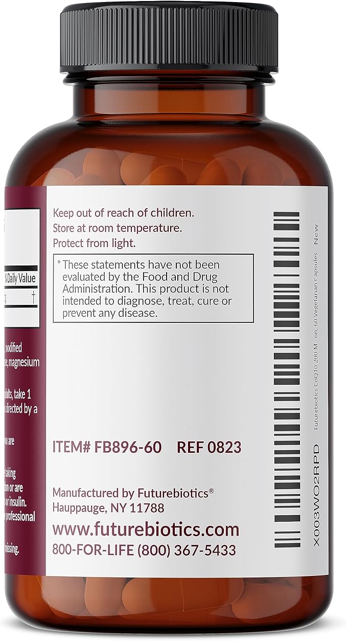 Futurebiotics CoQ10 200 MG Cellular Energy Production, 60 Vegetarian Capsules