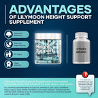 Height & Bone Support Supplement - Premium Height Growth Supplement for Kids & Teens with Calcium - Nutritional Support Bone Health Formula - Height Increase Essential Vitamins - 60 Caps