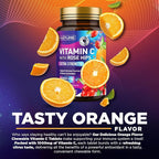 Built by Nature Chewable Vitamin C with Rose HIPS - 1000mg Immune Support Supplement - Non-GMO, Gluten-Free, Vegan - Powerful Antioxidant for Energy & Collagen Boost - Orange Flavor – 60 Tablets