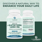 PurePremium Reduced Glutathione 1000mg per Serving – 98% Purity – L-Glutathione Supplement 500mg per Capsule – Antioxidant Supplement for Liver Detox, Skin, Brain & Immune Support – 45-Day Supply