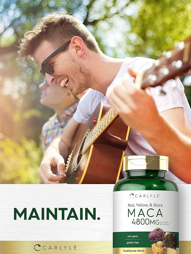 Carlyle Maca Root Capsules for Women & Men | 180 Count | High Potency Extract | Non-GMO & Gluten Free Supplement