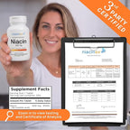 Niacin 500mg Extended Time Release, 200 Tablets, Minimal to No-Flush, Vitamin B3 Supplement - Cholesterol Balance, Nicotinic Acid Vegan, cGMP, made in the USA