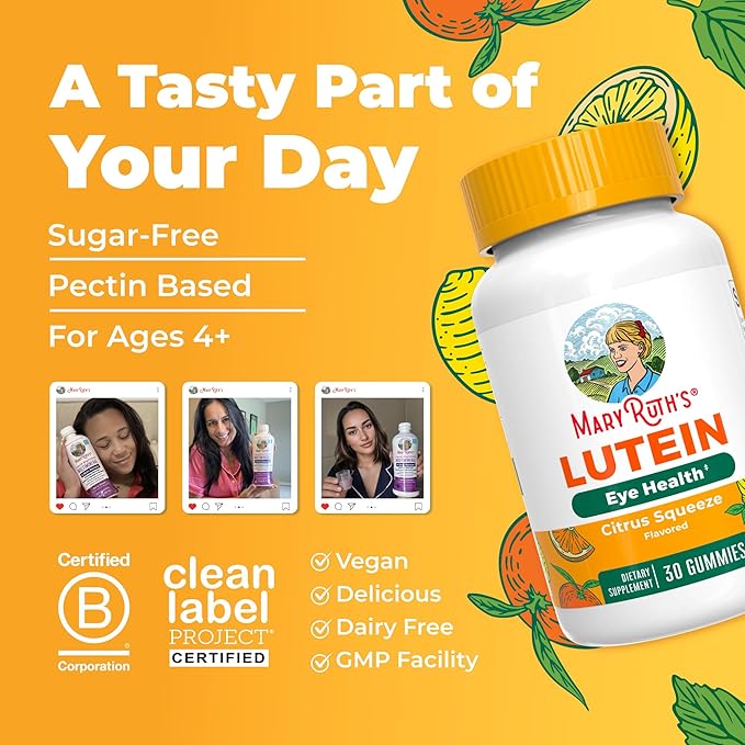MaryRuth’s Lutein Gummies with Zeaxanthin | Lutein & Zeaxanthin Supplement | Eye Health | Blue Light Filtering | Vision Support | Adult Eye Supplement for Visual Function | Non-GMO & Vegan | 60 Count
