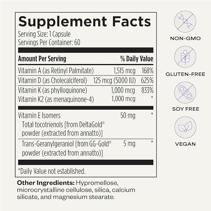 DAKE by Dave Asprey | Synergistic Blend of Essential Vitamins D-A-K-E | Vitamin D2 + K2 + A + E Supplement for Immune Support, Bone & Joint Support, & Heart Health | 60 Day Supply