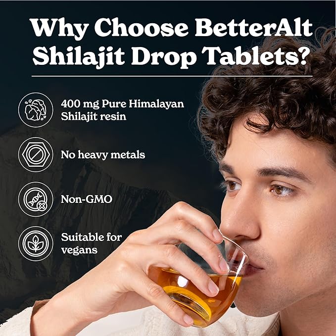 Better Alt Shilajit Dry Drops | Himalayan Superfood | Lab-Tested for Purity | Helps Improve Energy, Stamina | 1-Month Dietary Supplement