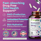 biophix B-3 Nicotinamide 500 mg 60 Caps - Nicotinic Amide Niacin Natural Flush-Free Vitamin Formula - Supports Skin Cell Health