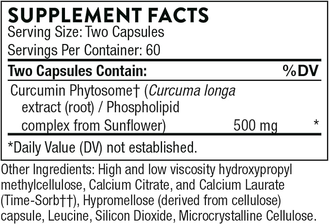 THORNE - Curcumin Phytosome Sustained Release (120 Capsules) & Memoractiv (60 Capsules) Bundle - Supports Joint Health, Muscle Health & Healthy Aging - Dairy Free, Soy Free, Gluten Free