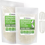 XPRS Nutra Vegan Size 000 Separated Capsules- 1000 Count Premium Empty Caps Separated in Bags - Clear Empty Capsules - 000 Pills for DIY Supplement Filling