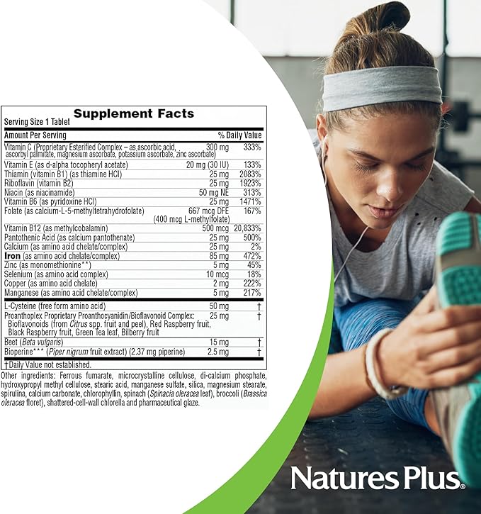 NaturesPlus Hema-Plex Iron - 30 Slow-Release Tablets - 85 mg Chelated Iron - Total Blood Health - with Vitamin C & Bioflavonoids - Non GMO, Vegetarian & Gluten Free - 30 Servings