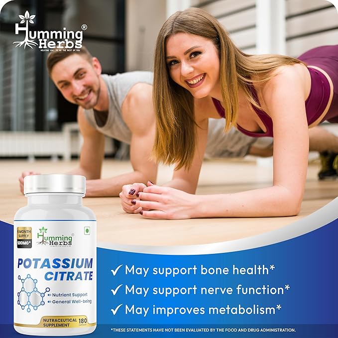 Potassium Citrate 500mg-192mg Elemental Potassium Per Serving-Non-GMO-180 Vegan Capsules