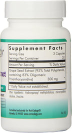 Nutricology Grape Pips - Grape Seed Extract, Proanthocyanidins, Polyphenols, Herbal Supplement, Organic, 300mg Capsules - 90 Count