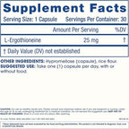 ProHealth Ergothioneine 5X Strength. 25mg Clinical Research Dose. Natural Amino Acid Mushroom Supplement for Improved Cognition, Heart Health. Essential Longevity Vitamin. 25 mg/Serving, 30 Servings