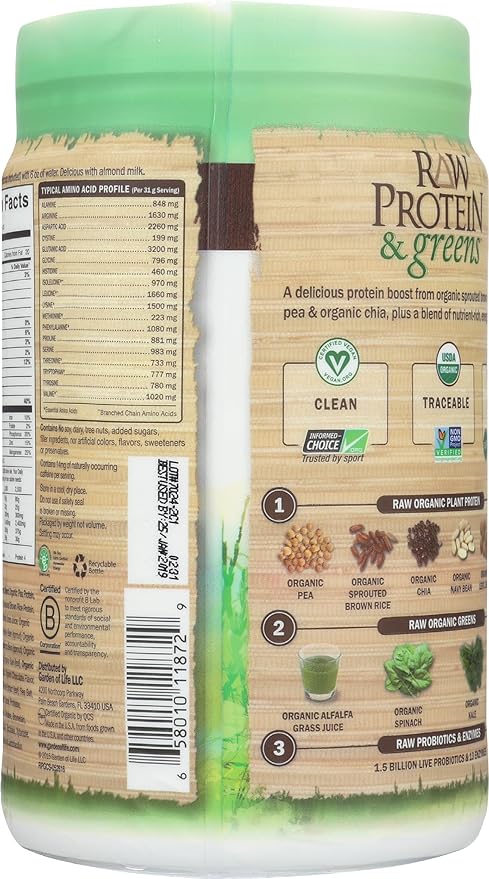 GARDEN OF LIFE Organic Chocolate Protein & Greens, 21.51 OZ