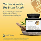 Youtheory Lion's Mane Plus - Mushroom Supplement with Cognizin - Offers Focus & Brain Support* - 60 Vegetarian Capsules