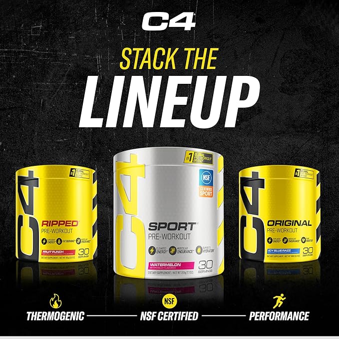 C4 Original Pre Workout Powder Icy Blue Razz - Vitamin C for Immune Support - Zero Sugar Preworkout Energy for Men & Women - 150mg Caffeine Plus Beta Alanine Plus Creatine - 60 Servings