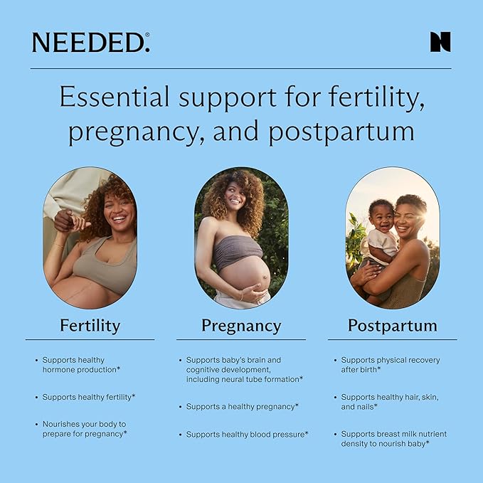 Needed. Multivitamin for Prenatal | Prenatal Multi Essentials Capsule - Pregnancy, Breastfeeding, Postpartum | Expertly-Formulated & Third-Party Tested, | 30-Day Supply