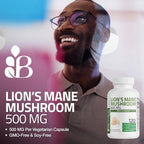 Bronson Lion's Mane Mushroom 500mg Hericium Erinaceus Non-GMO, 120 Vegetarian Capsules