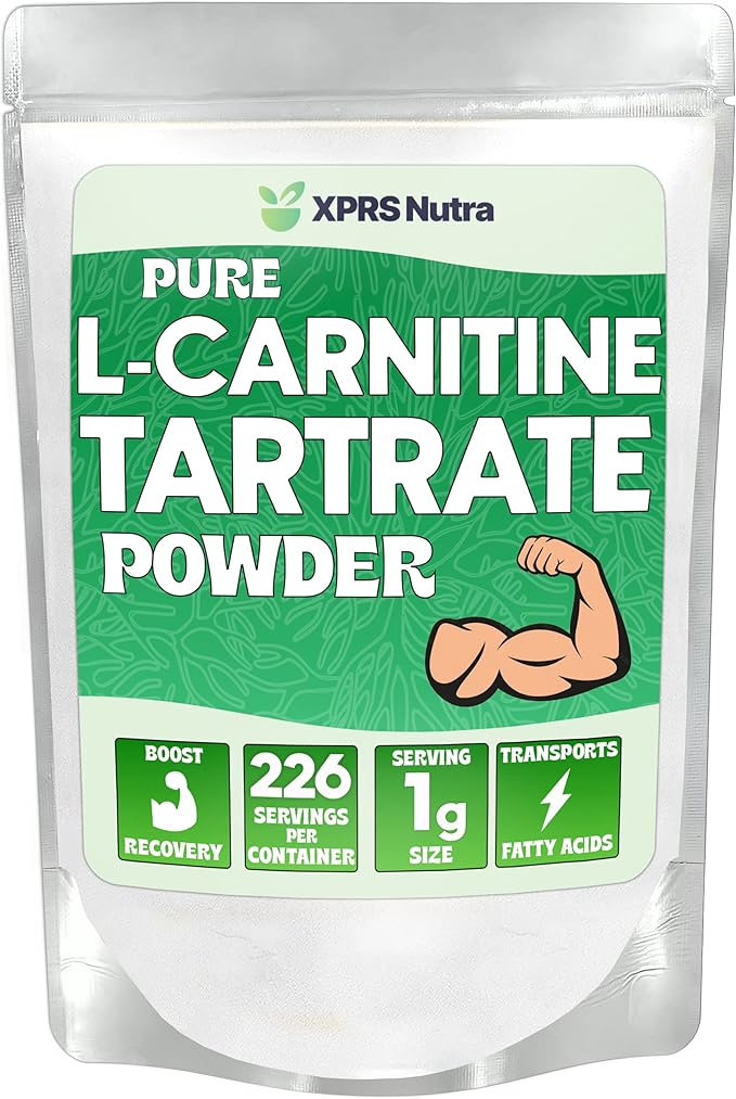 XPRS Nutra L Carnitine L Tartrate Powder - Premium Pure L Carnitine Tartrate - L-Carnitine - Vegan Friendly Bulk L Carnitine Powder - Amino Acid Supplement (8 Ounce)