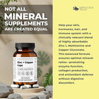 Santa Cruz Paleo, Zinc & Copper Mineral Supplement, High Absorption Formula, Zinc Supplement for Skin & Hair, L Methionine, Copper Gluconate, Trace Minerals, Gluten Free, Keto, Paleo, 60 Capsules
